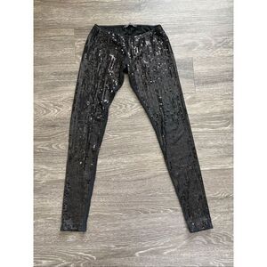 🐿️ Flavio Castellani Slim Low Rise Black Sequin Pants Size 40 / US 4 / Small